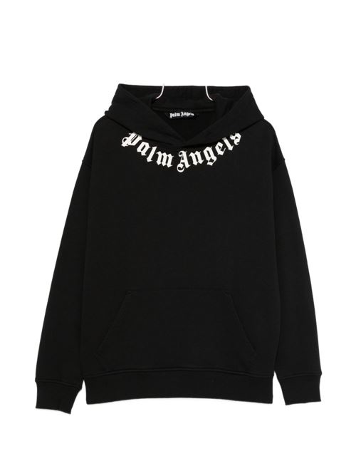 Felpa girocollo Palm Angels da uomo nera con logo bianco sul petto PALM ANGELS | PAMBB003FL0011003